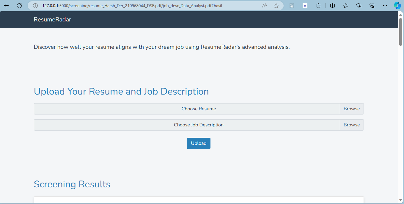 Resume Screener by Harsh Der - AI-powered Web Development Project